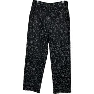VTG 90s Women's Black Silver Floral Sparkly Ronni Nicole By Ouida Dress Pants~ S